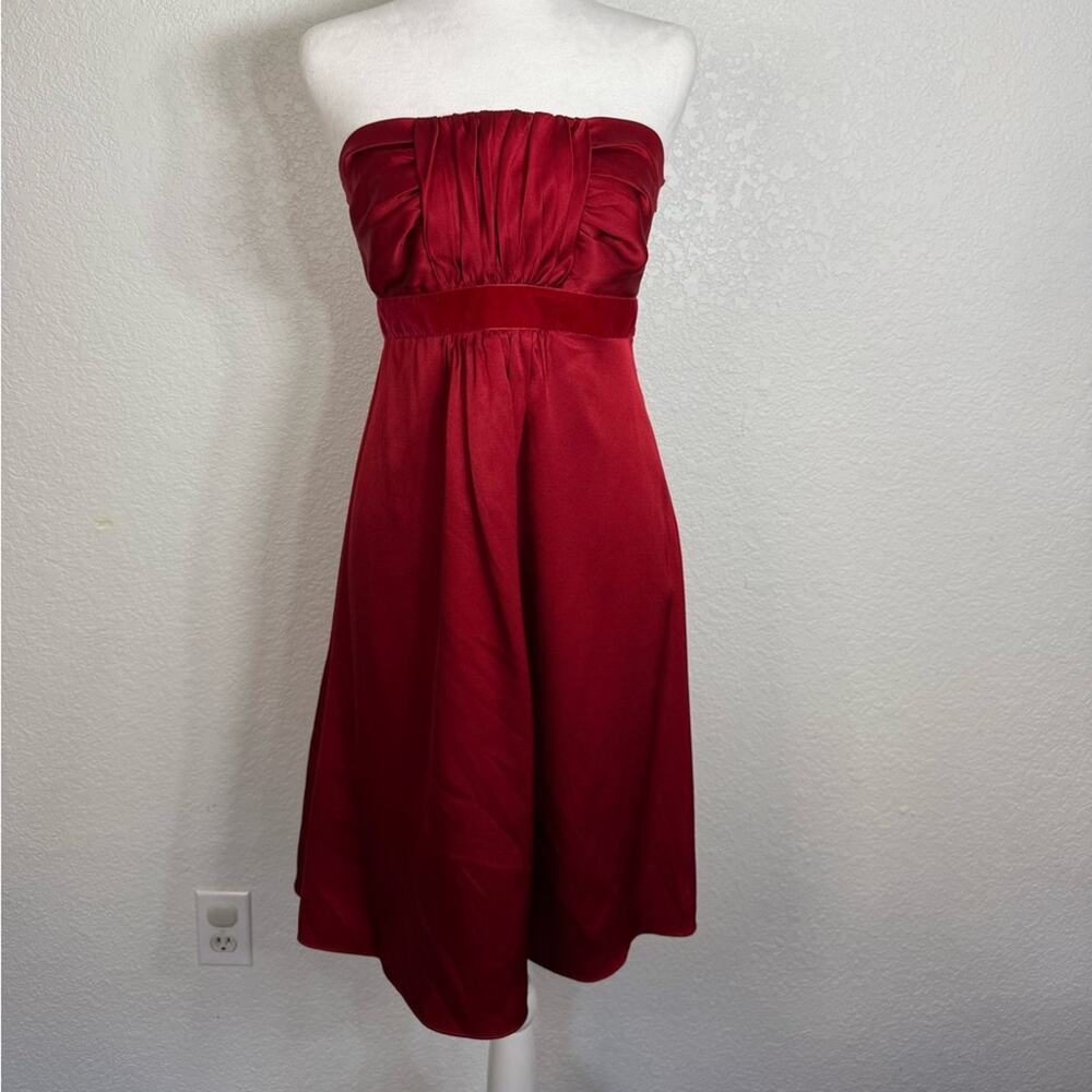 NWT Banana Republic Silk Strapless Red Mini Dress velvet accent Holiday Cocktail